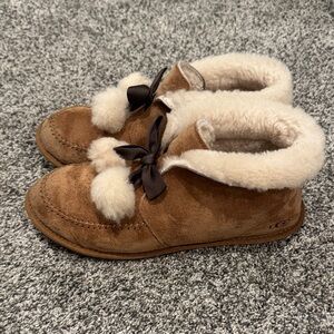 UGG Brown Suede Booties with Bow